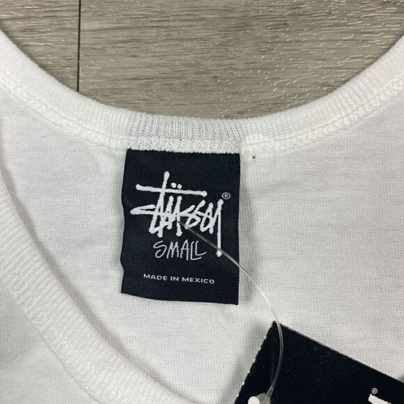 Stussy Tank Top Mens Small White Rasta Beach Surf Hype Striped - Picture 4 of 9